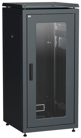 Шкаф сетевой 19" LINEA N 28U 600х800 мм стеклянная передняя дверь черный | LN05-28U68-G ITK IEK