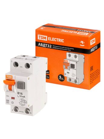 Выключатель автоматический дифференциального тока АВДТ 32 1п+N 16А В 10мА тип A | SQ0202-0200 TDM