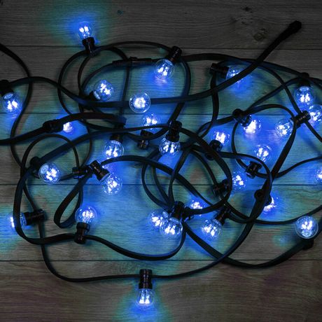 Гирлянда светодиодная "LED Galaxy Bulb String" 10м 6х30LED син. 25Вт IP65 соединяемая провод каучук черн. Neon-Night 331-323