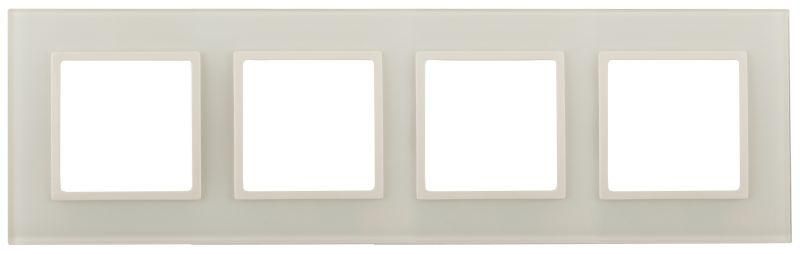 Рамка для розеток и выключателей Elegance 14-5104-02 на 4 поста, стекло, Elegance, слоновая кость+слоновая кость | Б0059173 ЭРА