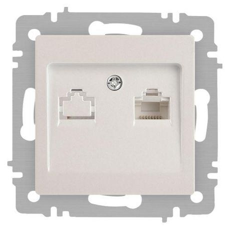 Розетка компьютерная 1-м СП Accent 6-303-06 RJ45 IP20 перламутр. Intro Б0063636 ЭРА