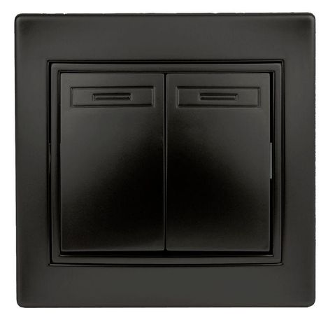 Переключатель Plano 1-107-05 двухклавишный, 10А-250В, IP20, СУ, антрацит | Б0053810 Intro ЭРА