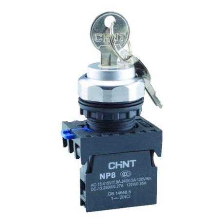 Переключатель ключом NP8-11Y/31, 3 полож, фиксац, 1НО+1НЗ, IP65 (R) | 667183 CHINT