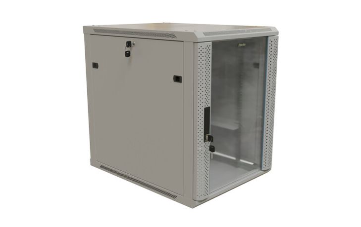 Шкаф настенный (19дюйм) 27U 1304х600х800мм стеклянная дверь с перфорацией по бокам ручка замком (RAL 7035) (разобранный) TWB-2768-GP-RAL7035 сер. Hyperline 486977