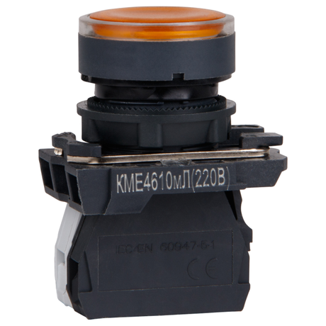 Кнопка КМЕ4511мЛС-24В-желтый-1но+1нз-цилиндр-индикатор-IP54 | 354465 КЭАЗ