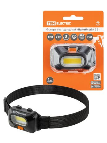 Фонарь светодиодный "Налобный" 2 Вт COB, 120 лм, бат. 3*AAA | SQ0350-0072 TDM