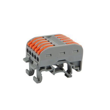 Клемма строительно-монтажная СМК проходная 222-425D 5п 0.08-4кв.мм с креплением на DIN-рейку сер. (уп.4шт) Rexant 07-5236-04 MEET