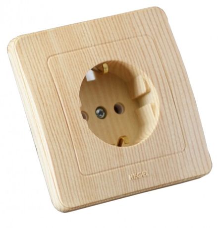 Розетка скрытая с заземлением со шторками сосна - РС16-312-02 HEGEL