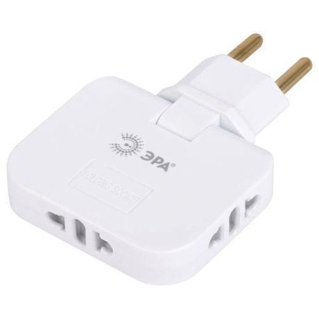 Тройник электрический поворотный на 3 розетки 10А белый SPF-3-FL - Б0069088 ЭРА