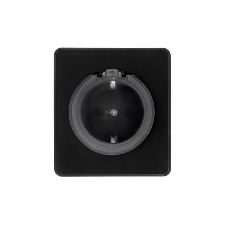 Розетка 1-м СП ROUND MIELE 16А с заземл. защ. шторки и крышкой оникс Kranz KR-78-0702-3