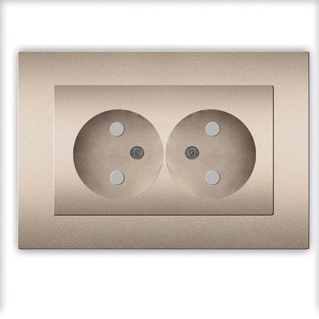 Розетка двухместная UNIVersal серия Афина б/з, с/у, з/ш, 16А, 220В, шампань (еврослот), механизм - A0048-Br Союз