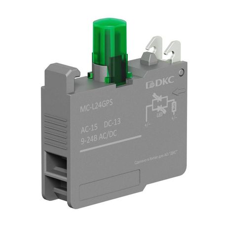 Контактный блок с клеммными зажимами под винт со светодиодом на 9-24В, зелёный | MC-L24GPS DKC ДКС