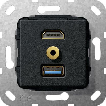 Мех-м с накладкой HDMI с/у пластик черный IP20 Gira System 55 | 568010