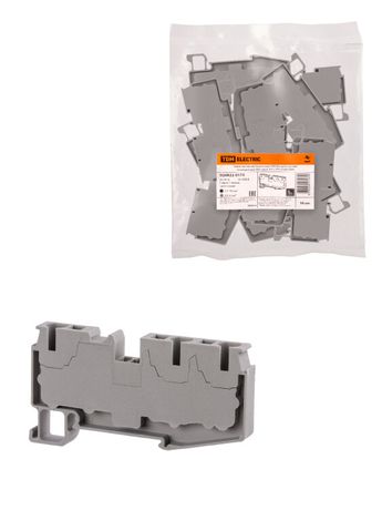 Зажим клеммный безвинтовой ЗКБ быстрого зажима 3 вывода 6 мм2 40А серый (Ph-C PT 6-TWIN) | SQ0822-0173 TDM