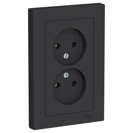 Розетка 2-м СП AtlasDesign 16А IP20 без заземл. в сборе карбон SE ATN001020 APC