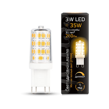 Лампа светодиодная LED 3 Вт 280 Лм 2700К теплая G9 капсула 220 В диммируемая керамика Black Gauss - 107309103