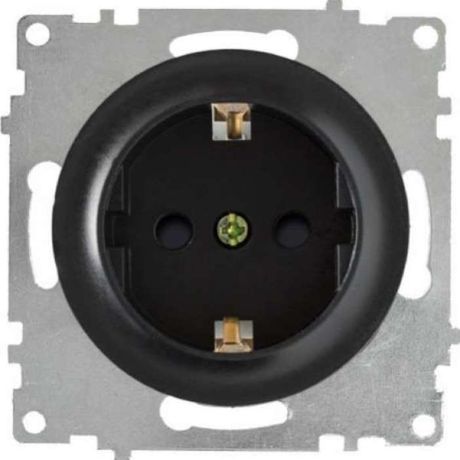 Механизм розетки 1-м СП Florence 16А IP20 с заземл. винт. контакты защ. шторки черн. 1E10101303 OneKeyElectro 2172810 ССТ