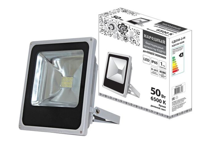 Прожектор светодиодный СДО 50-2-Н 50Вт 6500К IP65 серый | SQ0336-0208 TDM ELECTRIC