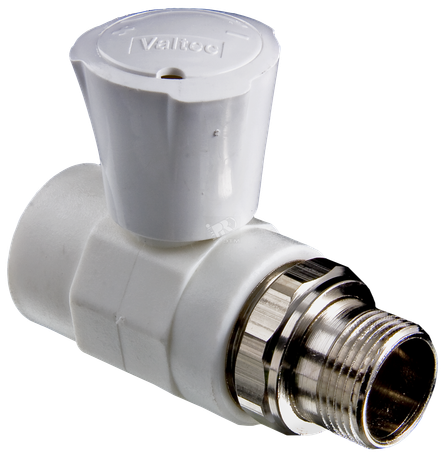 Кран шаровой 25 х 3/4' прямой для радиатора полипропиленовый PPR белый - VTp.717.0.02505 VALTEC PV7172505