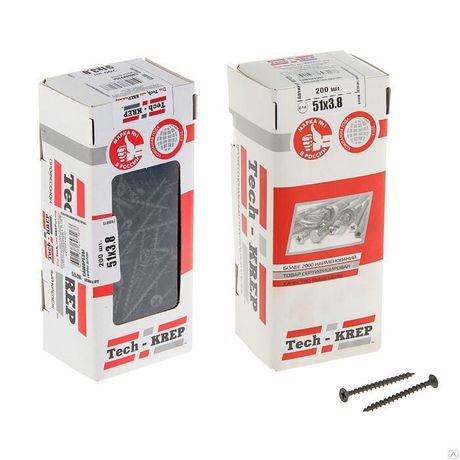 Саморез ШСГД 3,8х51 (200 шт) - коробка с окном ( 0,442 кг) | 102125 Tech-KREP
