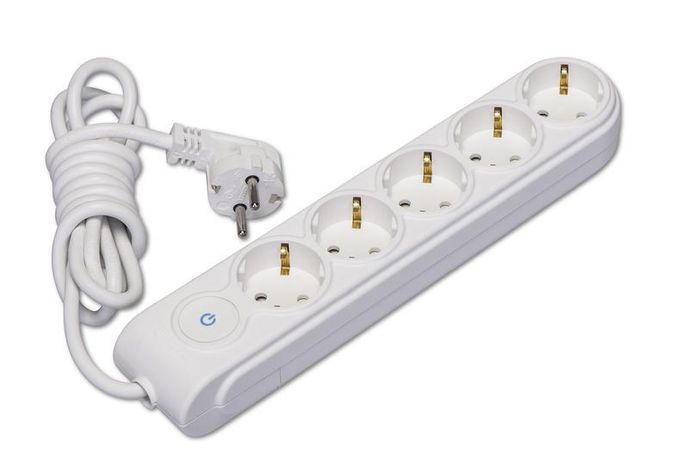 Удлинитель 5х5м с заземл. 16А IP20 ПВС 3х1.5 выкл. защ. шторки Makel N5310064