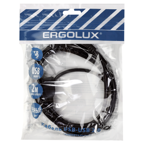 Кабель удлинитель USB ELX-EC01P-USB (АМ)-USB (AF) 2м PVC пакет черн. Ergolux 15298
