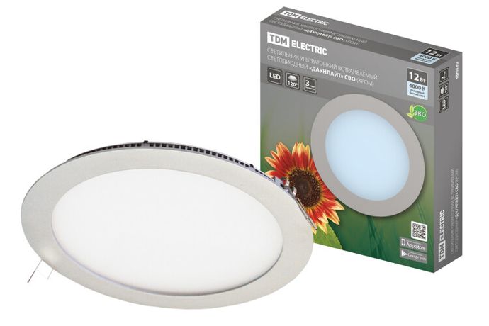 Светильник светодиодный встраиваемый Downlight ДВО СВО (хром) 12Вт 4000К IP20 опал | SQ0329-0014 TDM ELECTRIC