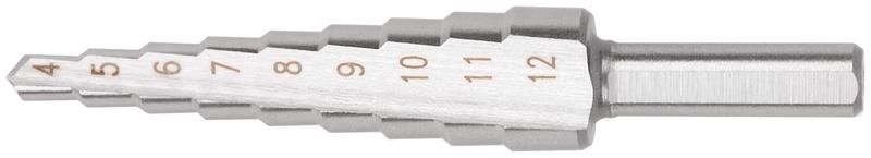 Сверло по металлу ступенчатое 4-12мм 9 ступеней HSS КУРС 36401