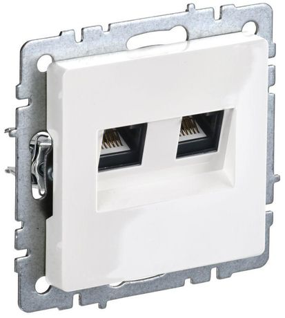 Розетка компьютерная двойная СП RJ45 кат.6 BRITE РК11-2-БрБ бел. IEK BR-K20-2-K01