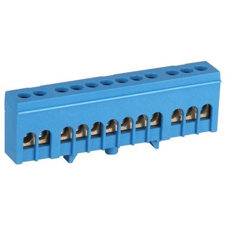 Шина NO-224-100 N ноль в изолированном корпусе на DIN-рейку ШНИ-6х9-12-Д синий | Б0062928 ЭРА