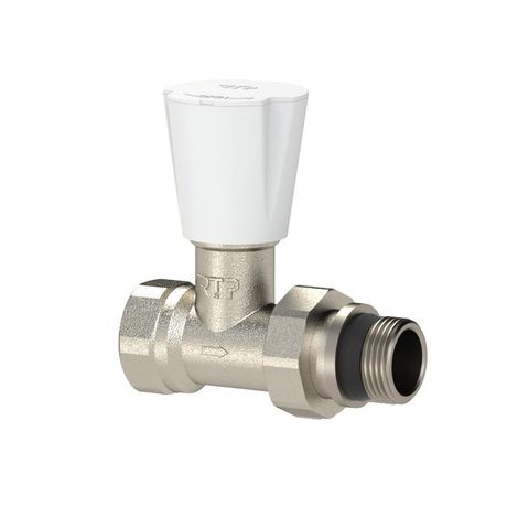 Вентиль для радиатора прямой с прокладкой латунь 1/2дюйм никель RTP 36155