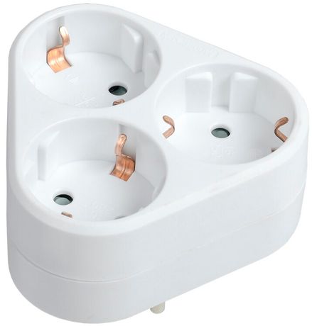 Тройник Т-01/03 3 места 2P+PE 16А треугольный белый | WTP10-16-03-Z-K01 IEK