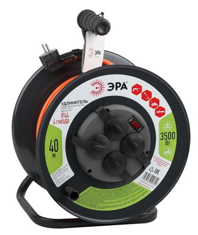Удлинитель силовой RMx-4es-3x1.5-40m-IP44 на м. катушке c/з 4 гн 40м ПВС 3х1.5 ЭРА - Б0046851