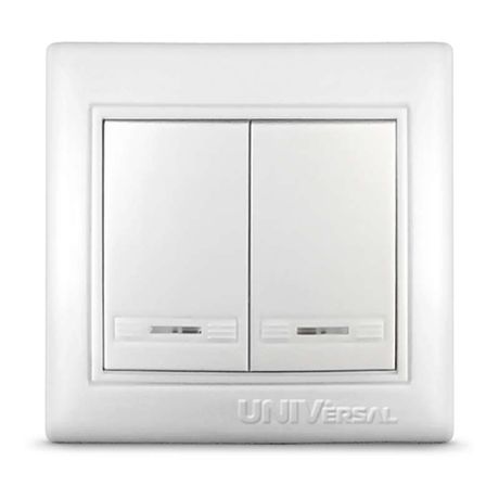 Выключатель 2-кл. СП Севиль 10А IP20 с подсветкой бел. UNIVersal С0123 Союз