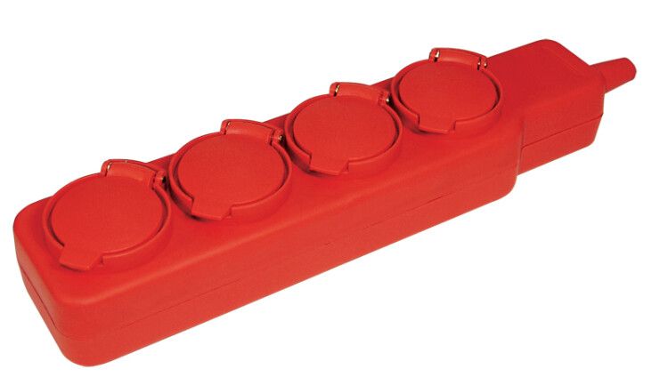 Удлинитель У04В 4 места с защитными крышками IP44 2Р+PE/5метров 3х1мм2 16А/250В | WYP10-16-04-05-44-N IEK