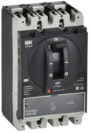 Выключатель автоматический в литом корпусе 3п A 35кА 100А расцепитель электромагн. регулируемый ARMAT IEK AR-MCCB-3A-035-0100A-MTUC