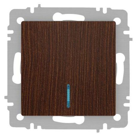 Выключатель одноклавишный, в рамку (скрытого монтажа) с подсветкой венге 10А 250В винтовые зажимы Intro Accent 6-102-10 - Б0063449 ЭРА