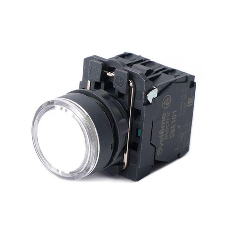 Кнопка модульная SB5 с подсветкой в сборе 22мм пластик 24ВDC 1НО+1НЗ бел. SE SB5AW31B5 APC