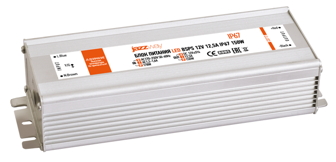 Драйвер для светодиодной ленты LED BSPS 12V12,5A=150W (new) влагозащищенный IP67 | 3329297A Jazzway