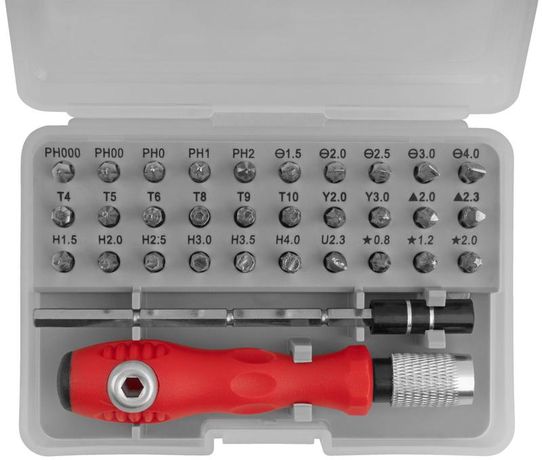 Отвертка с битами для точных работ 30 CrV бит удлинитель пластик. бокс КУРС 56175