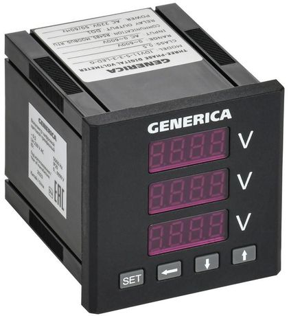 Вольтметр цифровой щитовой трехфазный DO RS-485 72х72мм LED | IDV11-5-3-3-LED-G GENERICA IEK