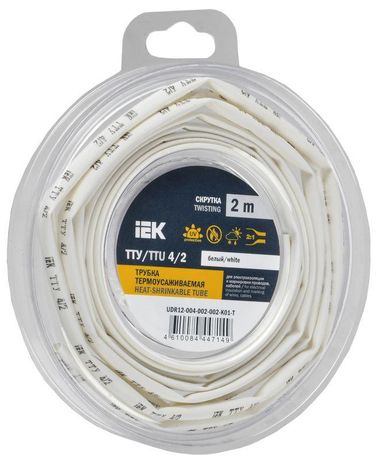 Трубка термоусадочная ТТУ нг-LS 4/2 белая (2м/упак) IEK | UDR12-004-002-002-K01-T