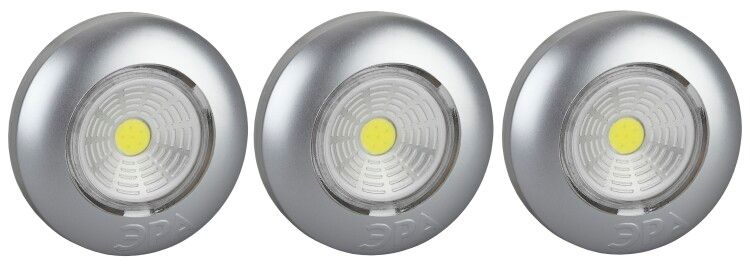 Светильник пушлайт (подсветка) 1хLED (COB) 3xAAA SB-504 Аврора серебристый (3 шт. в коробке) | Б0031043 ЭРА
