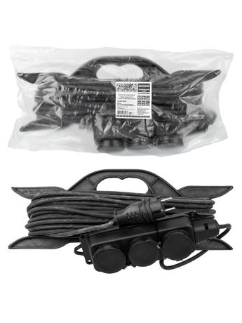 КГ IP44 3 гнезда с/з 3700 Вт 20м Народный | SQ1307-0234 TDM Удлинитель-шнур силовой на рамке каучук
