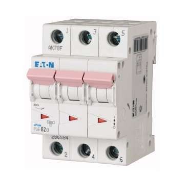 Автоматический выключатель 2А, кривая отключения D, 3 полюса, отключающая способность 6 кА PL6-D2/3 - 0000286608 EATON