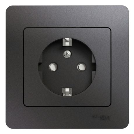 Розетка 1-м СП Glossa 16А IP20 250В с заземл. защ. шторки в сборе графит SE GSL001344 APC