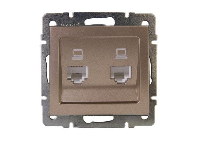 Механизм розетки компьютерной 2-м Rain RJ45 матов. бронз. LEZARD 703-3188-141