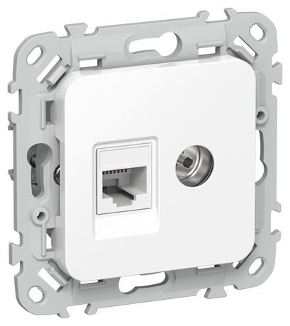 Розетка 2-м СП FLITE РКТВ5е-2-0-ФлБ RJ45/TV кат.5E UTP механизм бел. IEK FI-AK22-1-K01 IEK арт. FI-AK22-1-K01