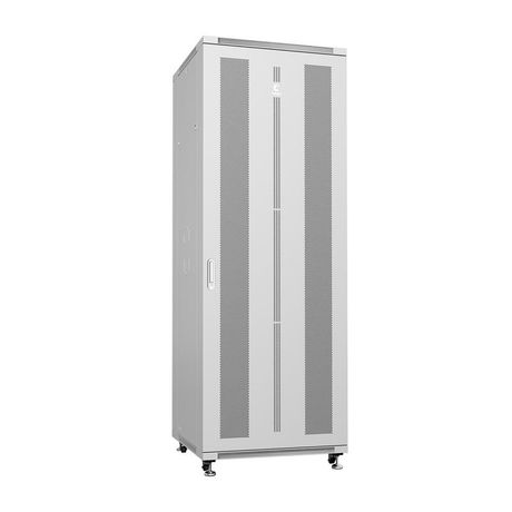 Шкаф монтажный телекоммуникационный напольн. ND-05C-47U80/80 19дюйм 47U 800х800х2277мм для распределит. и серверн. оборудования; передн. задн. перфорир. двери ручка с замком RAL 7035 сер. Cabeus 7866c