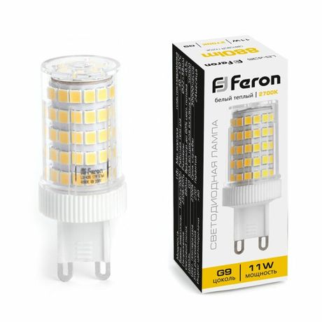 Лампа светодиодная LED 11вт 230в G9 теплый капсульная - 38149 FERON